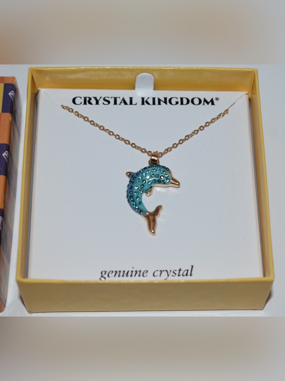 Crystal Kingdom Gold-Tone Blue Crystal Dolphin Necklace